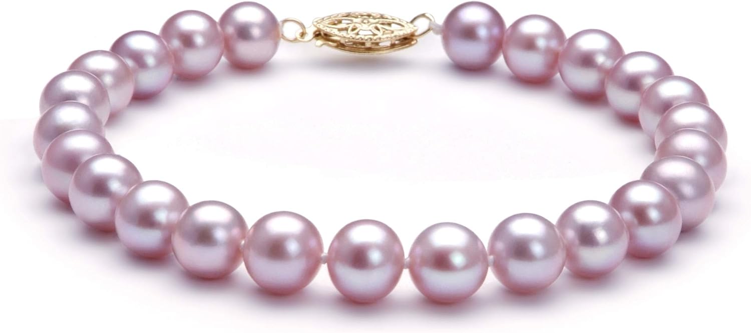 Lavender 7-8mm AA Quality Freshwater Cultured Pearl Bracelet for Women