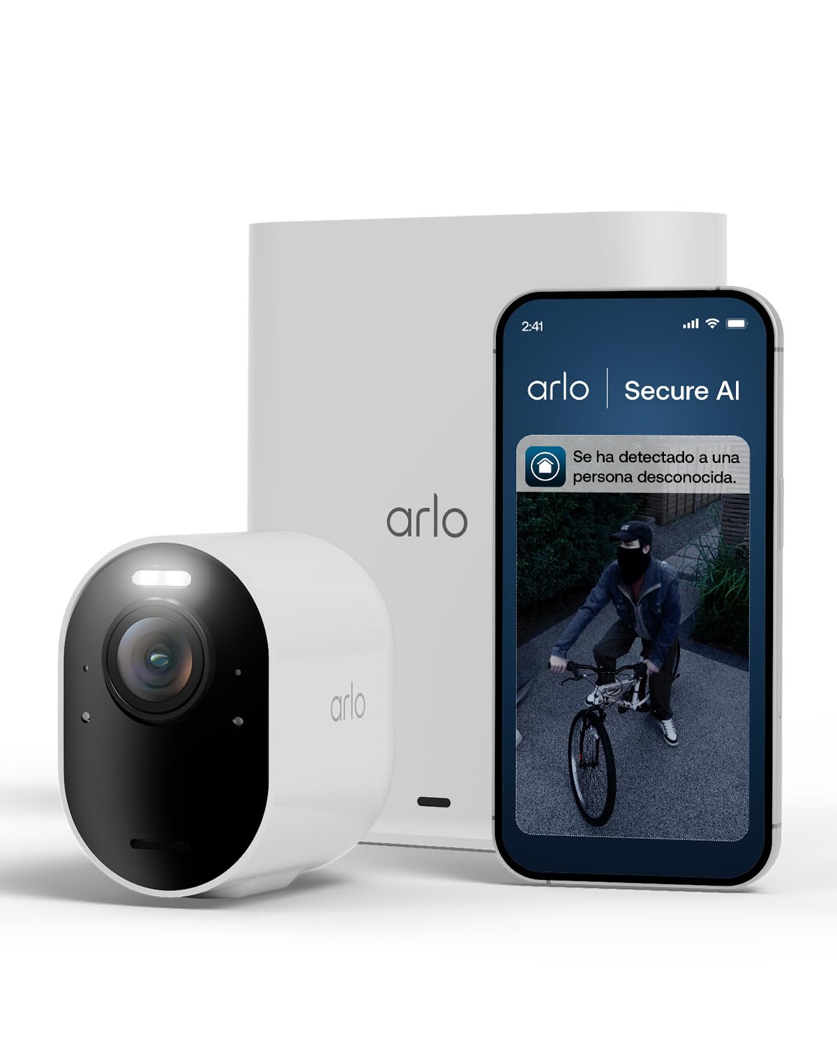 Cámara de vigilancia exterior WiFi 4K Arlo Ultra 3 contra intrusiones con visión color