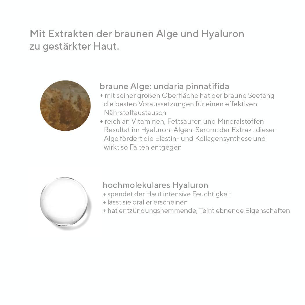 hyapur ® - NUDE Serum 15ml für glatte, gestärkte Haut und Anti-Aging mit Hyaluronsäure und Algenextrakten für Gesicht, Hals und Dekolleté - aus der Hyaluron Algen Serie