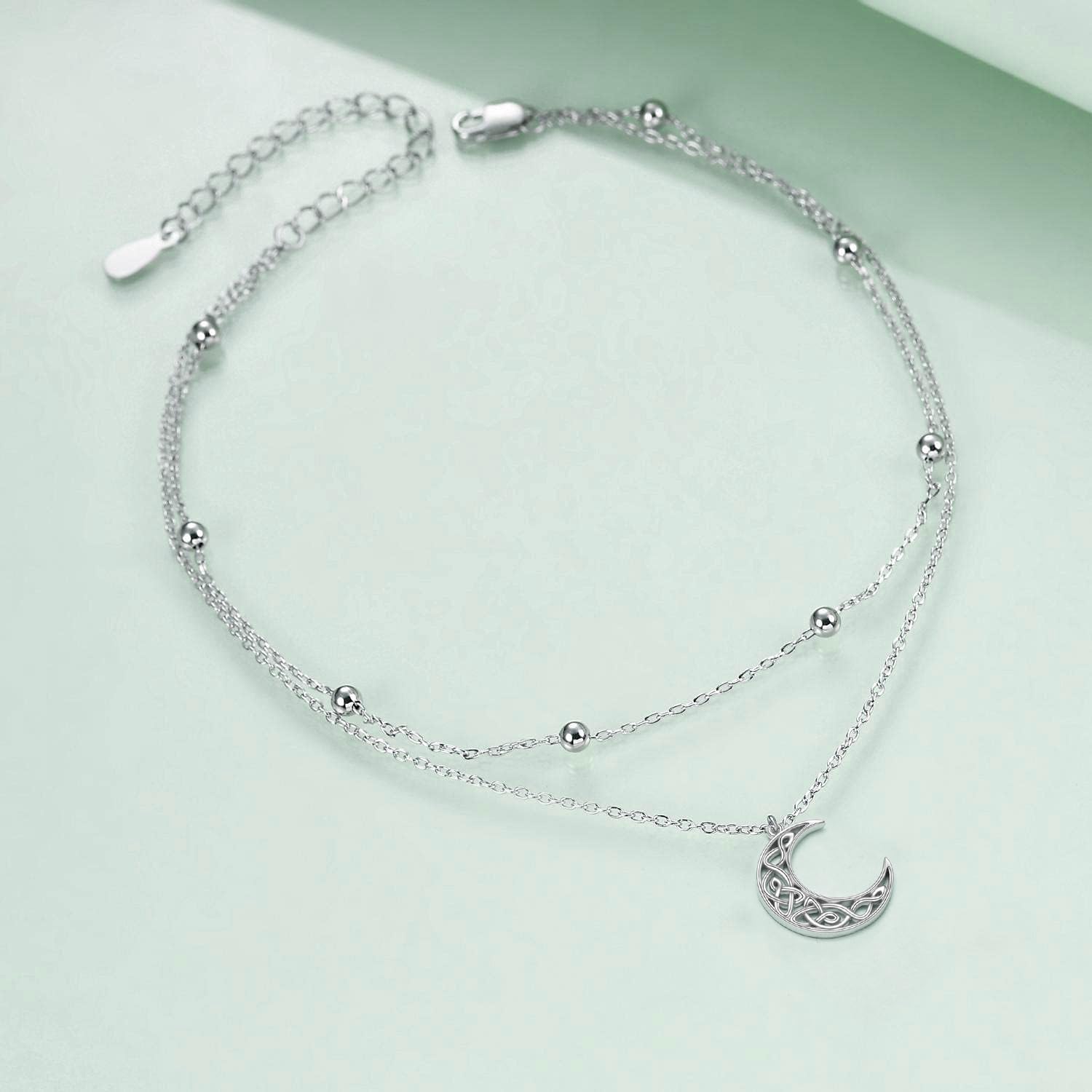 Tobilleras de plata de ley 925 con diseño de gato y mariposa, cadena de doble capa para cumpleaños, pulsera de tobillo para mujer, joyería delicada para verano y playa, Metal, Circonita 5