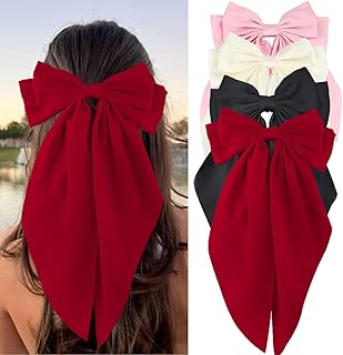 فيونكات شعر للنساء من يوساي هوم، شرائط شعر على شكل فيونكة للبنات، مشابك شعر على شكل فيونكة للنساء، مشابك فيونكة شعر كبيرة الحجم من الساتان الحريري، اكسسوارات شعر لطيفة للنساء (4 قطع - A)