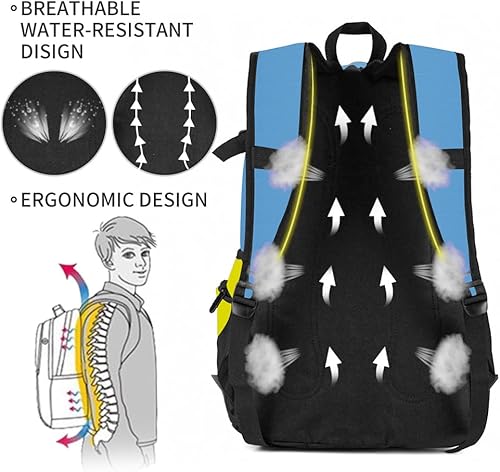 Miniatura 9 de Rickyh style Mochila para estudiantes, bolsa de niños, ligera, impermeable, 15.6 pulgadas, 04football Blue, 18 (L) x 9 (W) x 9 (H) inches, Mochilas