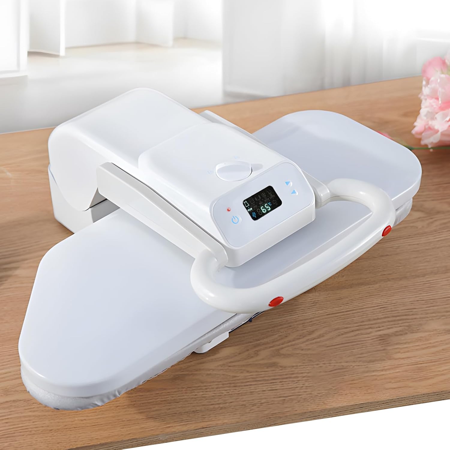 1200W Steam Press for Clothes, 20” Digital Steam Press Machine with LED Screen and Steam Burst, Large Ironing Surface for Home and Commercial Use, 5 Fabric Settings for Cotton, Linen, Wool, Silk&Nylon