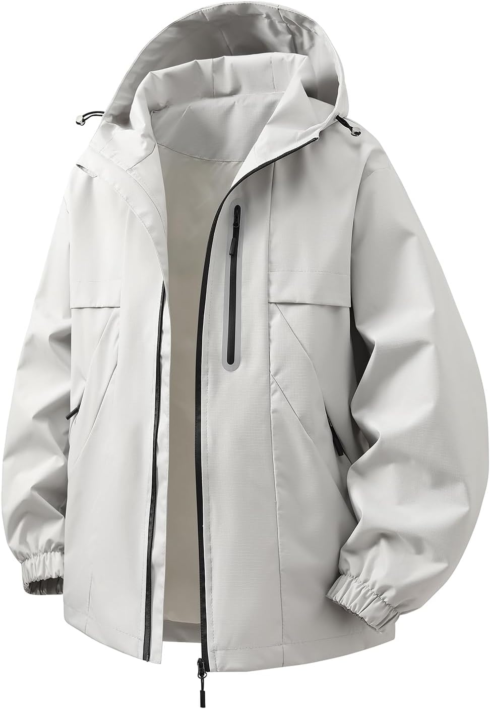 Men'S Hiking Hooded Jacket - 0.3 Oz Oxford Waterproof Fabric With Adjustable Hood And Reflective Pockets