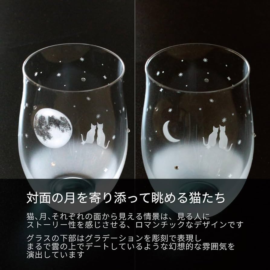 Amazon | アトリエキース 猫モチーフのグラスセット (一緒にみる
