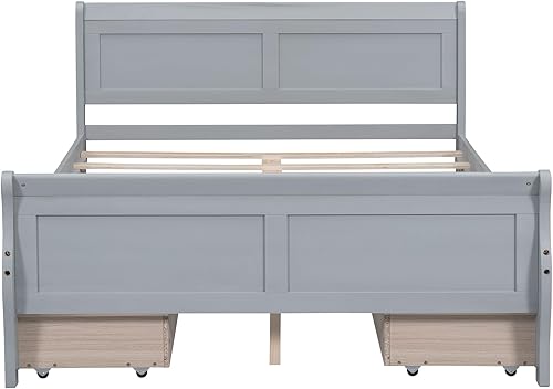 Miniatura 67 de Cama de plataforma de madera de tamaño individual con cabecera en forma de casa, soporte de listones de madera, para dormitorio de niños, niñas,