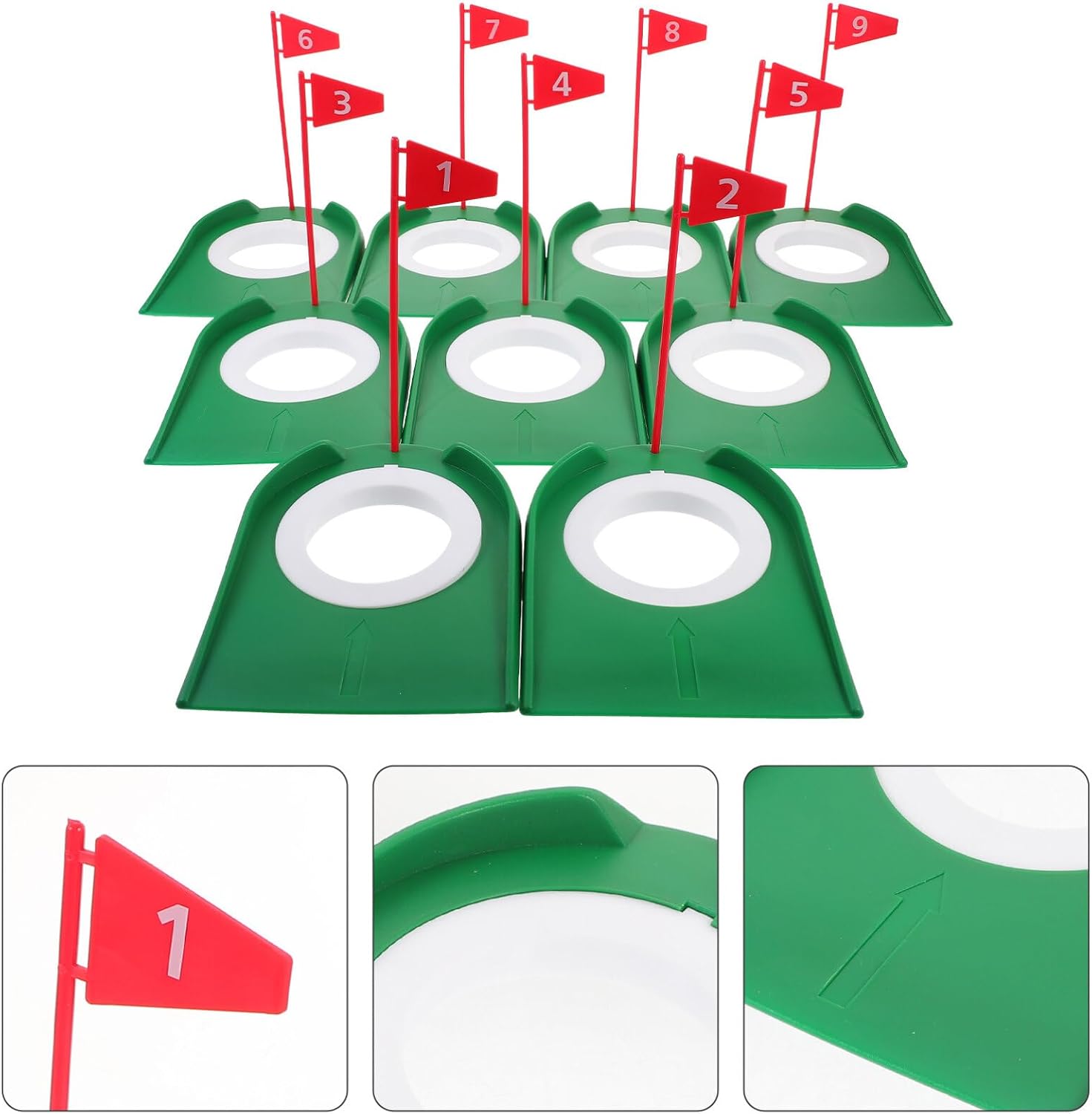 VICASKY 9pcs Golf Putting Cup with Flag Putting Practice for Backyard Training Compact Design for Skill Improvement
