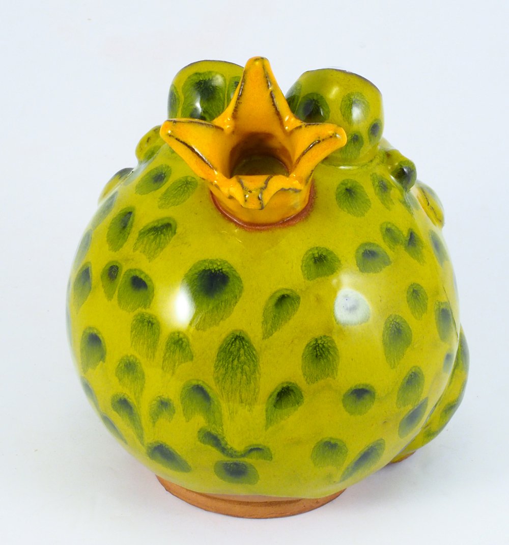 Gartenstecker Keramik Handgefertigt - Gartendeko für Draußen Wetterfest - Garten Deko Keramik - Gartenfiguren & Gartenstatuen - Frosch