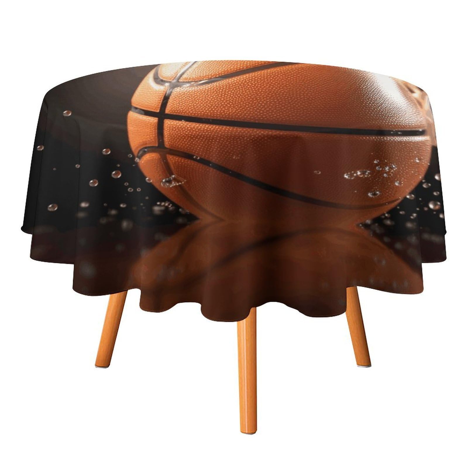 SMAZDFXX Basketball Tablecloth for Restaurant, Round Polyester Table Cover 50x50in for Party