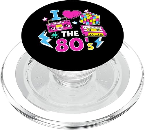 Miniatura 7 de I Love the 80s Cassette Boombox Colorful Retro Design PopSockets Adhesive PopGrip