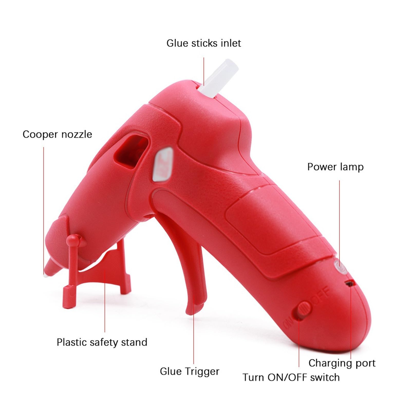 Pistolet do klejenia na gorąco 20 sztuk 7x100mm kleje w sztyfcie USB akumulator bezprzewodowy pistolet do klejenia narzędzie do naprawy domu DIY (Color : Pink with 20 sticks)