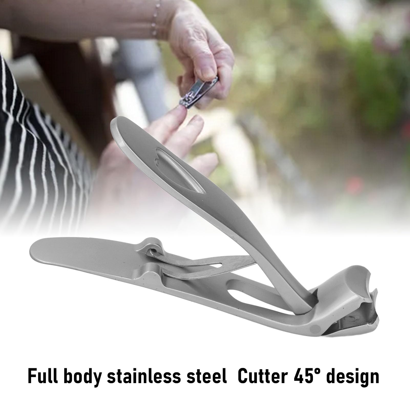 Large Angled Fingernail Clipper, Thick Stainless Steel Ergonomic Toe Nail Clippers Nail Cutter Nail Tip Cutter Nail Clippers Set Manicure Tools for Toenails and Fingernails (Silver)
