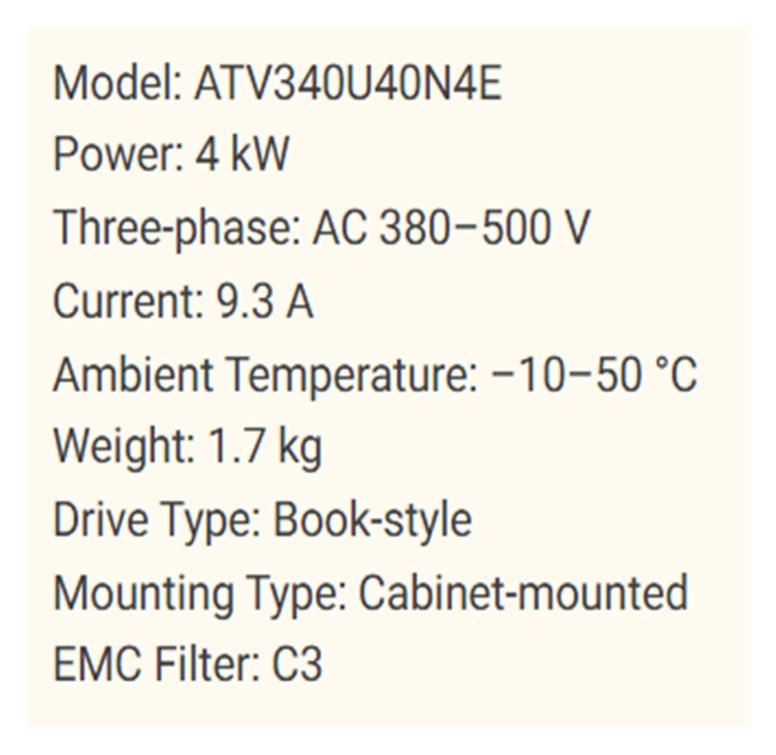 ATV340U40N4E Variateur de fréquence robuste