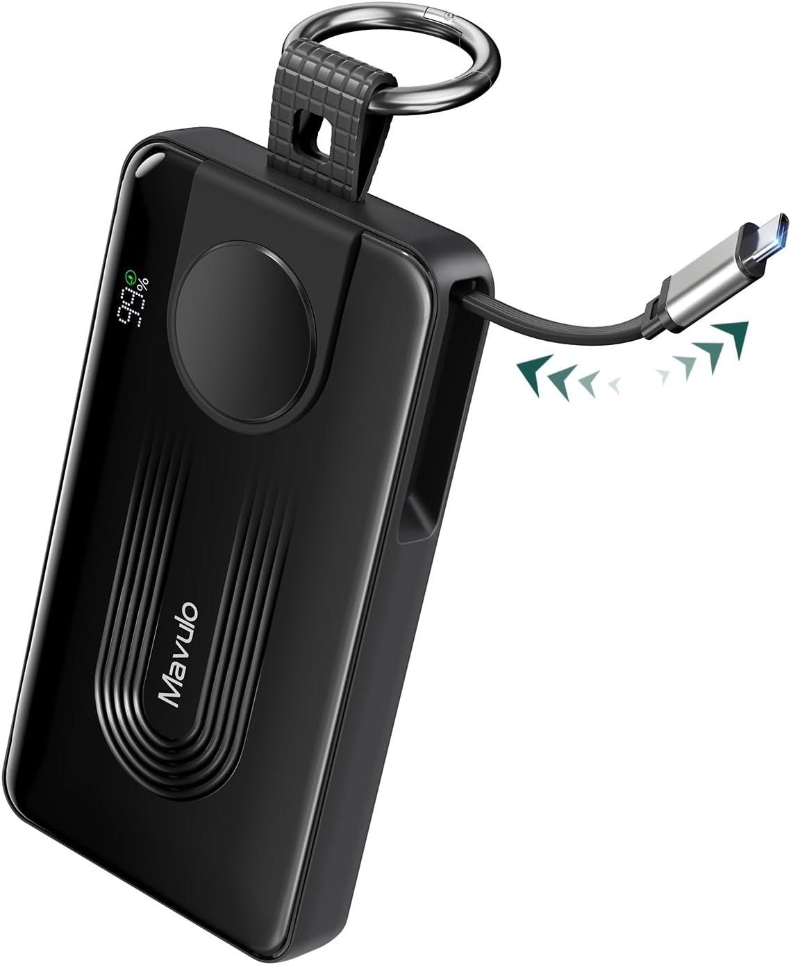 mavulo 3-in-1 portable charger 10000mah power bank for samsung galaxy watch, retractable usb-c cable, 20w pd fast charging, led display & keychain battery pack for iphone 17/16/15 air pro max plus/s25