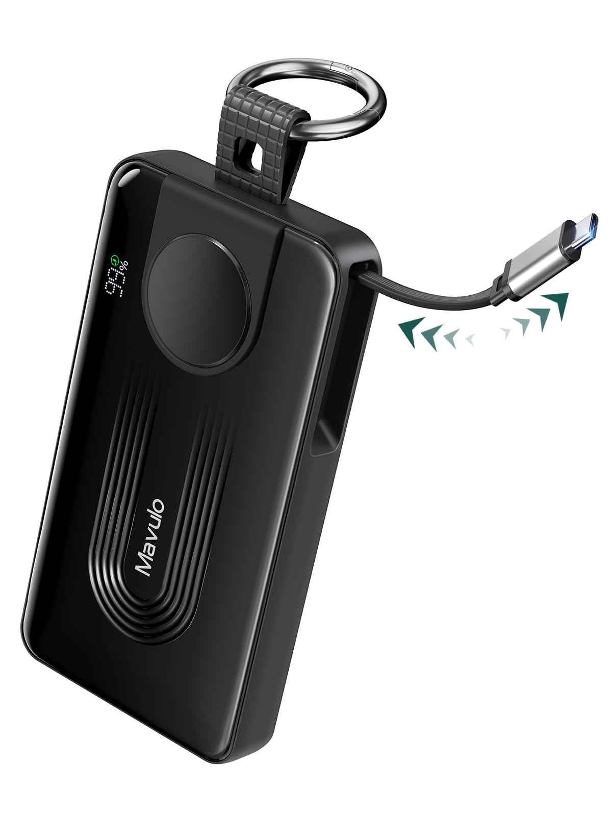 Mavulo Portable Charger for Samsung Galaxy Watch with Built in Retractable Cable,20W Fast Charging Power Bank 10000mAh with LED Display,Travel Keychain Battery Pack for iPhone 16/15/S25 Series