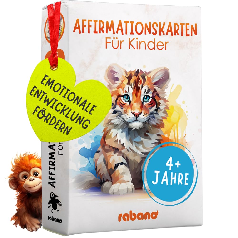 Rabano Art 52 Affirmationskarten für Kinder - Selbstbewusstsein & Achtsamkeit stärken bei Kindern - pädagogisch wertvoll - Gefühlskarten, Motivationskarten für Kinder - Kartenset mit Affirmationen