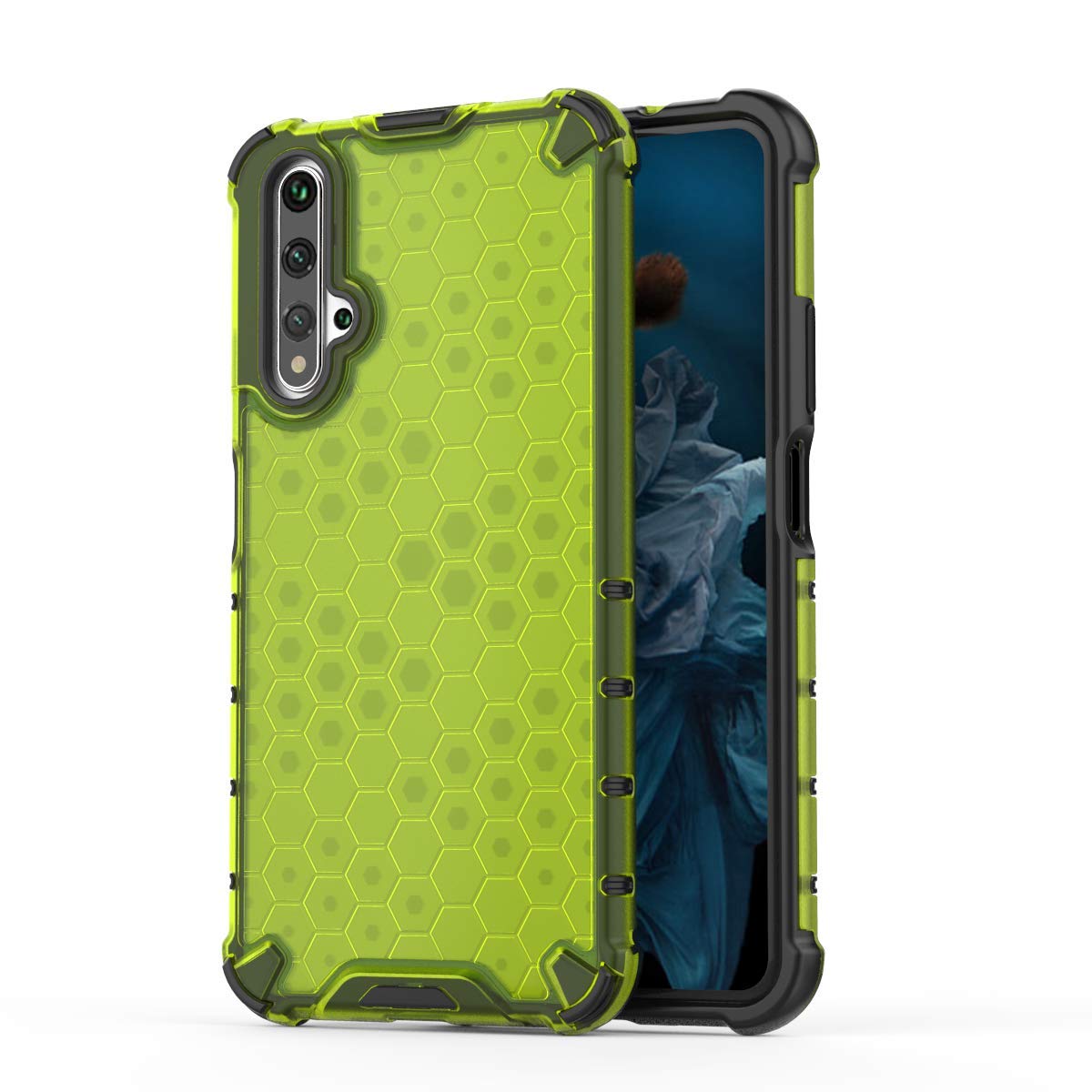 Pzwoxukhov Compatible with Huawei Nova 5T Case Cover,Compatible with Honor 20 Honeycomb Anti-Drop Shock-Absorbing Case Green