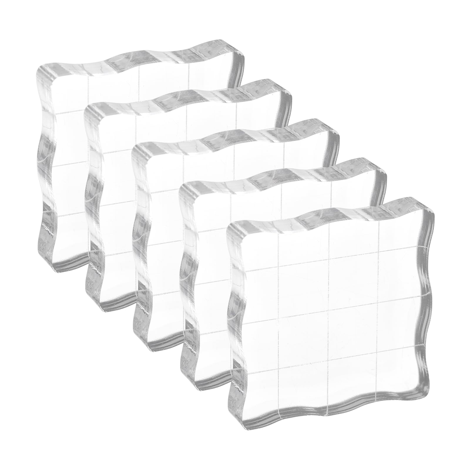 PATIKIL Acrylic Stamp Block, 5 Pack Stamping Block Square Shape with Grid Lines Decorative Mounting Blocks Set for Scrapbooking DIY Crafts Cards Making, 1.50" x 1.50"