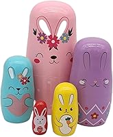 Vista 8 de Konrisa Muñecos anidables de Papá Noel enano Matryoshka - Muñecos de madera rusa para fiestas de cumpleaños, juego de 5