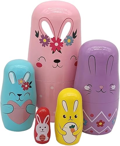 Miniatura 8 de Konrisa Muñecos anidables de Papá Noel enano Matryoshka - Muñecos de madera rusa para fiestas de cumpleaños, juego de 5