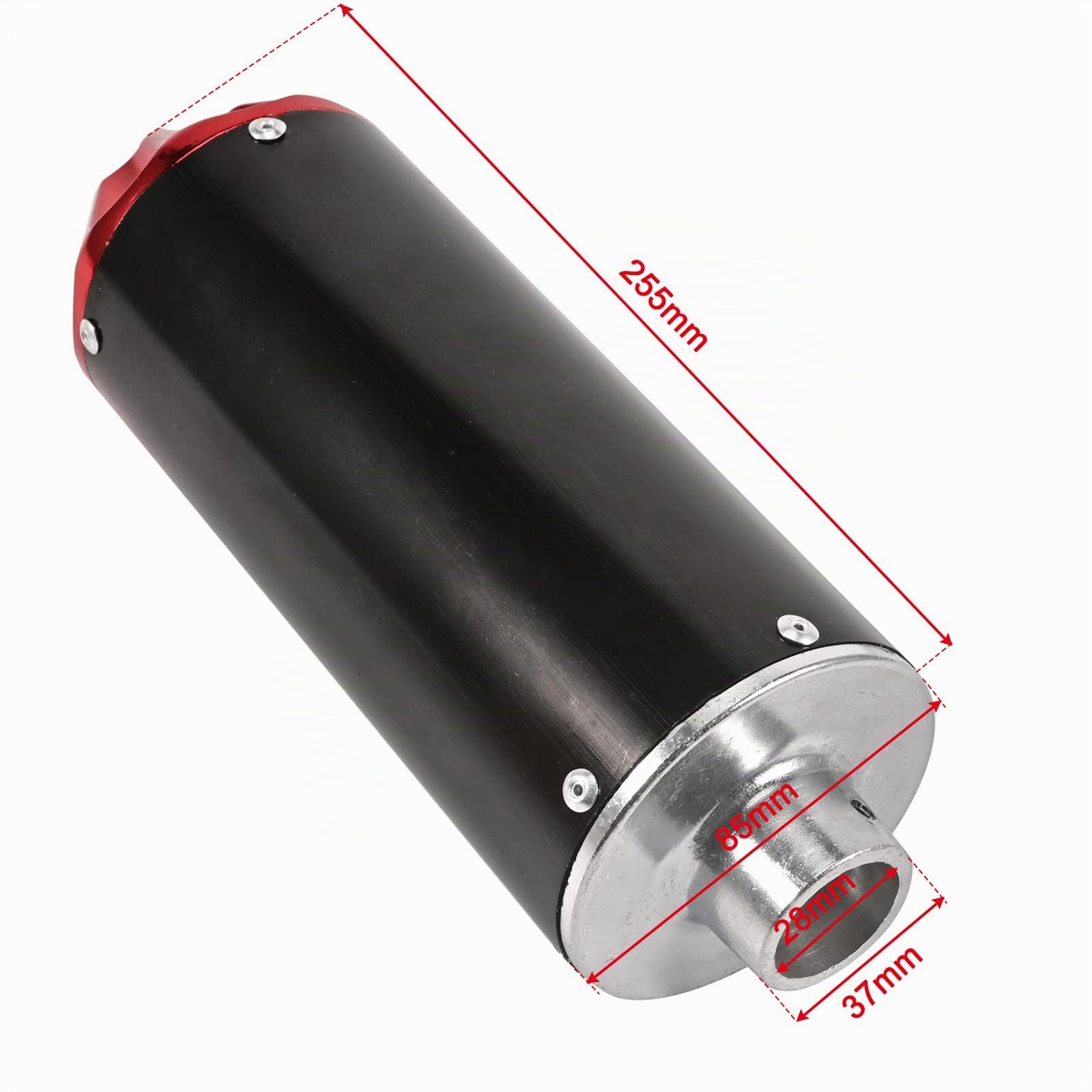 Trkimal Silencieux d'échappement arrière universel pour moto - 28 mm - En acier inoxydable - Avec joint de serrage - Pour 50 cc, 70 cc, 90 cc, 110 cc, 125 cc, ATV, Dirt Pit, Quad Bike, Motocross