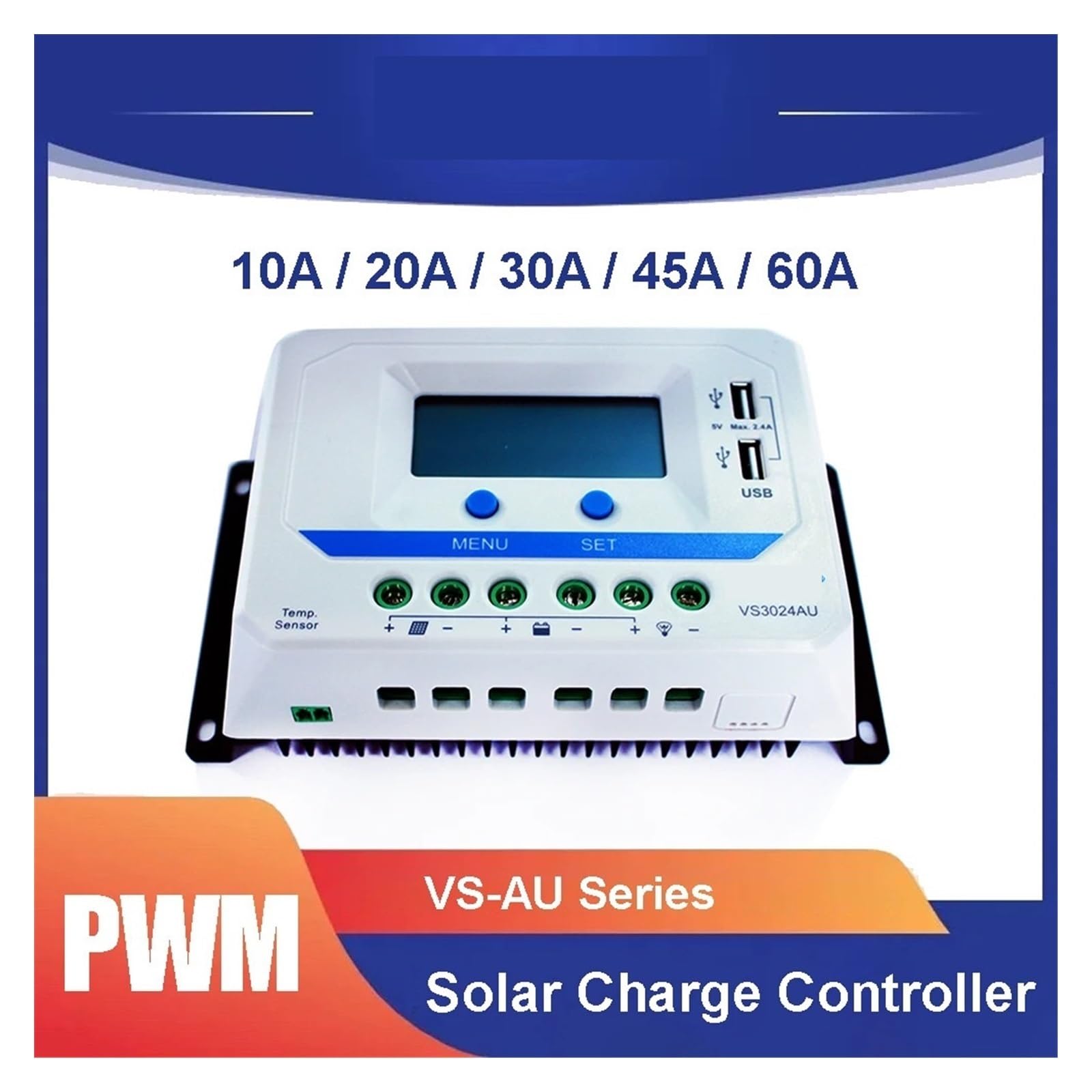 Kontroler ładowania słonecznego, 12V 24V 10A 20A 30A 45A 60A Zobacz Serię Gwiazdową Kontroler Ładowarki Słonecznej VS1024AU VS2024AU VS3024AU VS4524AU VS6024AU(60A)