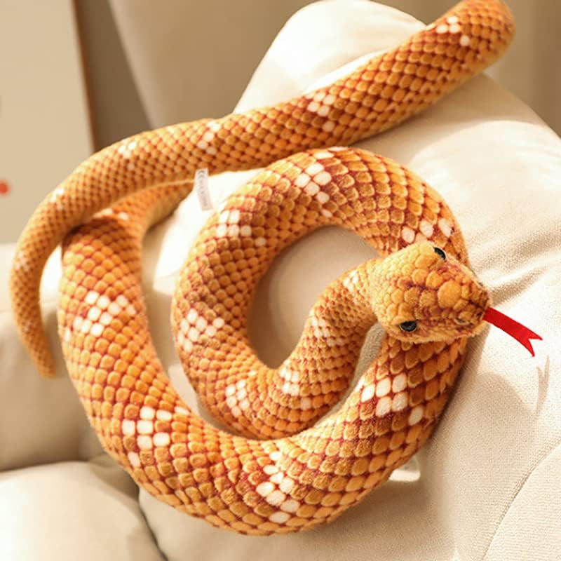Miniatura 7 de Mukouxun Serpiente de peluche gigante de 112 pulgadas, serpiente de peluche para niños, juguetes de peluche de serpiente, accesorios de broma de