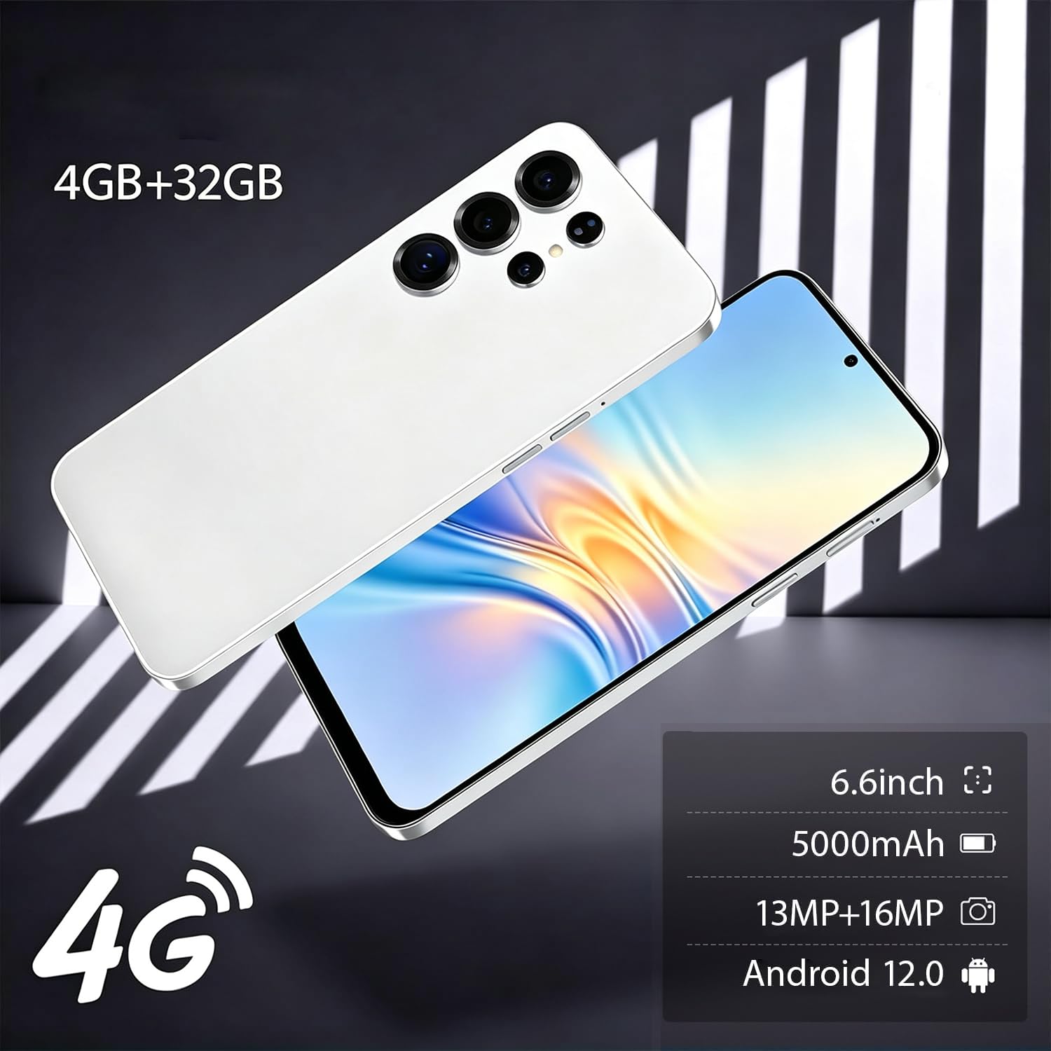 4G Smartphone sbloccato, Android 12.0 Telefoni Cellulari con Schermo HD + 6,6 '', 4 GB + 32 GB ROM / 256 GB SD, 4 G Dual SIM Doppia Fotocamera ID Face + WiFi+GPS+OTG (Pink)