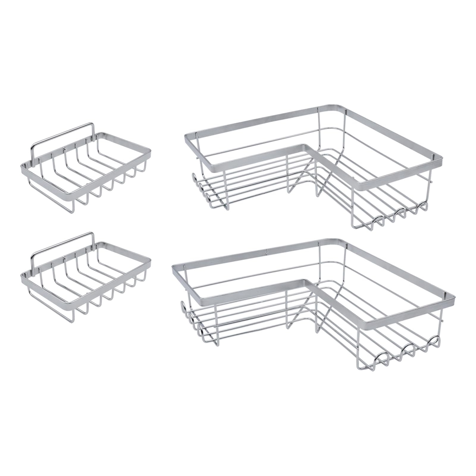 Pastlla 4 Pack Corner Shower Caddy Organizer Shelf Soap Holder with Hooks Adhesive Shower Shelves Rustproof No Drilling