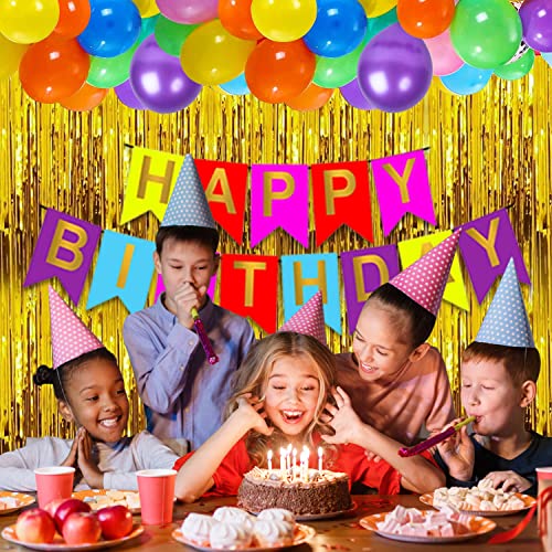Image of Party Propz Multicolour Birthday Decoration Happy Birthday Decorations Kit for Boys and Girls Multicolour Balloons For Decoration / Multicolour Birthday Decorations Kit - Set of 42