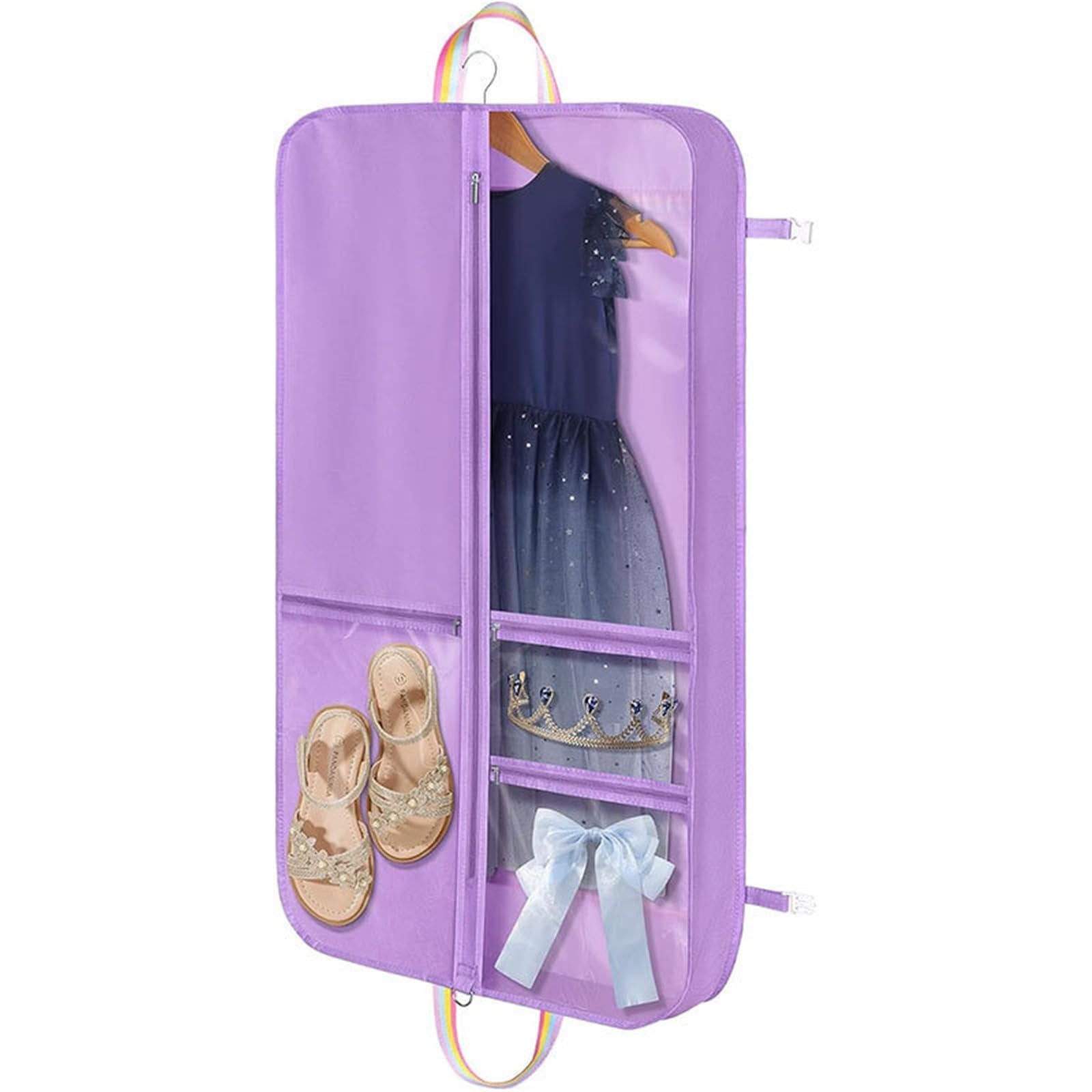 Clothes Covers Protector Bags Dance Costume Garment Bag For Hanging Clothes Competition Cover With Clear Zipper Pockets Portable Travel Storage(Purple)