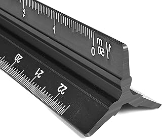 Metal Scale Ruler, 32.5cm Metal Ruler Laser-Etched Aluminum Triangular Drafting Tool Architect Triangular Ruler With Etching for Architects, Metric Ruler for 1:20, 1:25, 1:50, 1:75, 1:100, 1:125