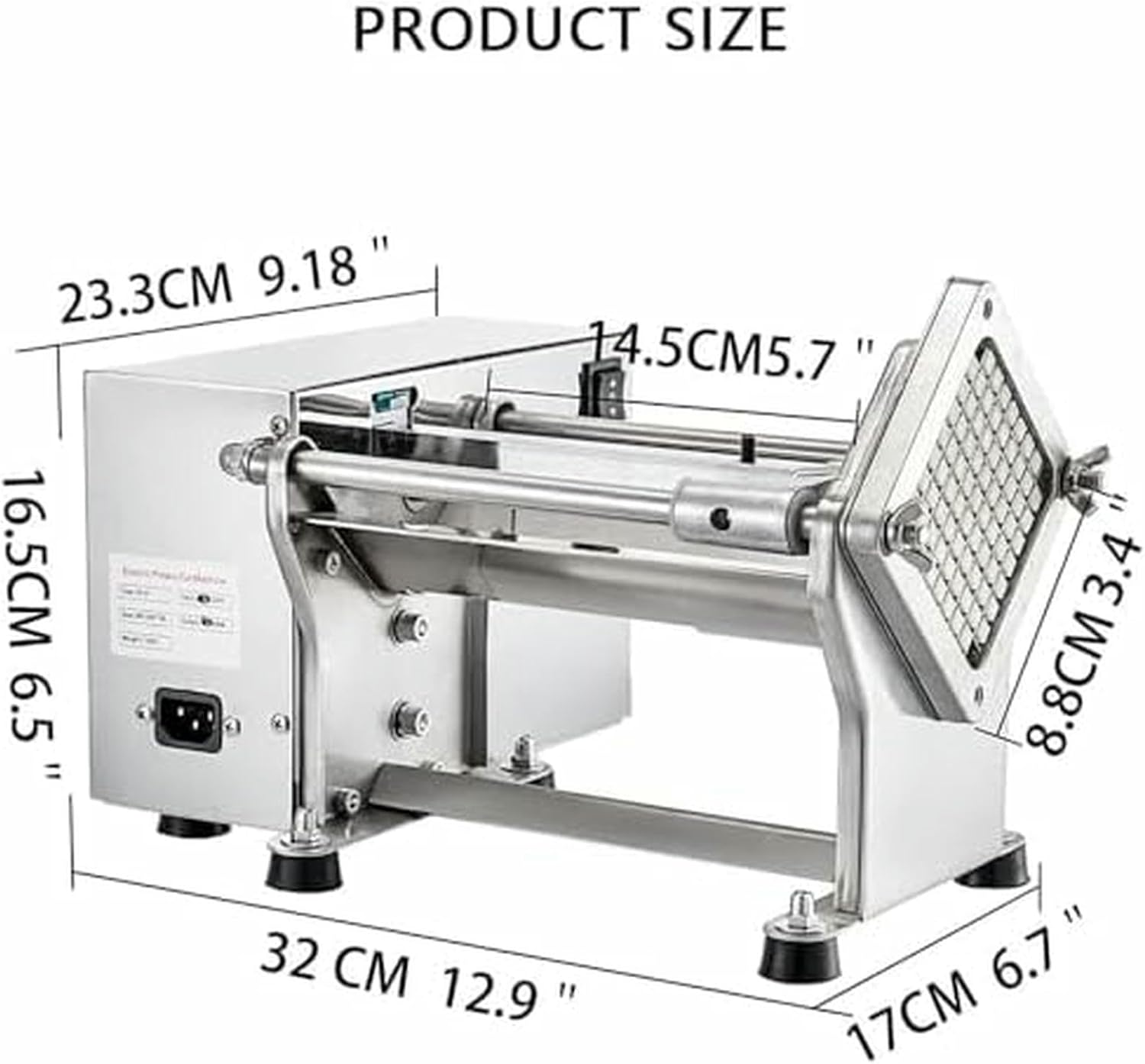 Electric Potato Chipper Machine - Stainless Steel French Fry Cutter for Potatoes, Carrots, Cucumbers