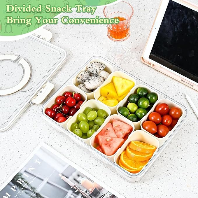 Image of TASMAX Fridge Storage Boxes, Plastic Fridge Containers, Fridge Accessories Items, (MULTI SNACK MASTER 8 COMP)