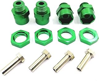 LAFEINA 4PCS Aluminum Alloy Wheel Hex Hub 12mm Turn to 17mm Conversion Adapter for 1/10 RC Model Car Convert to use 1/8 Tires Upgrade Parts(Green)