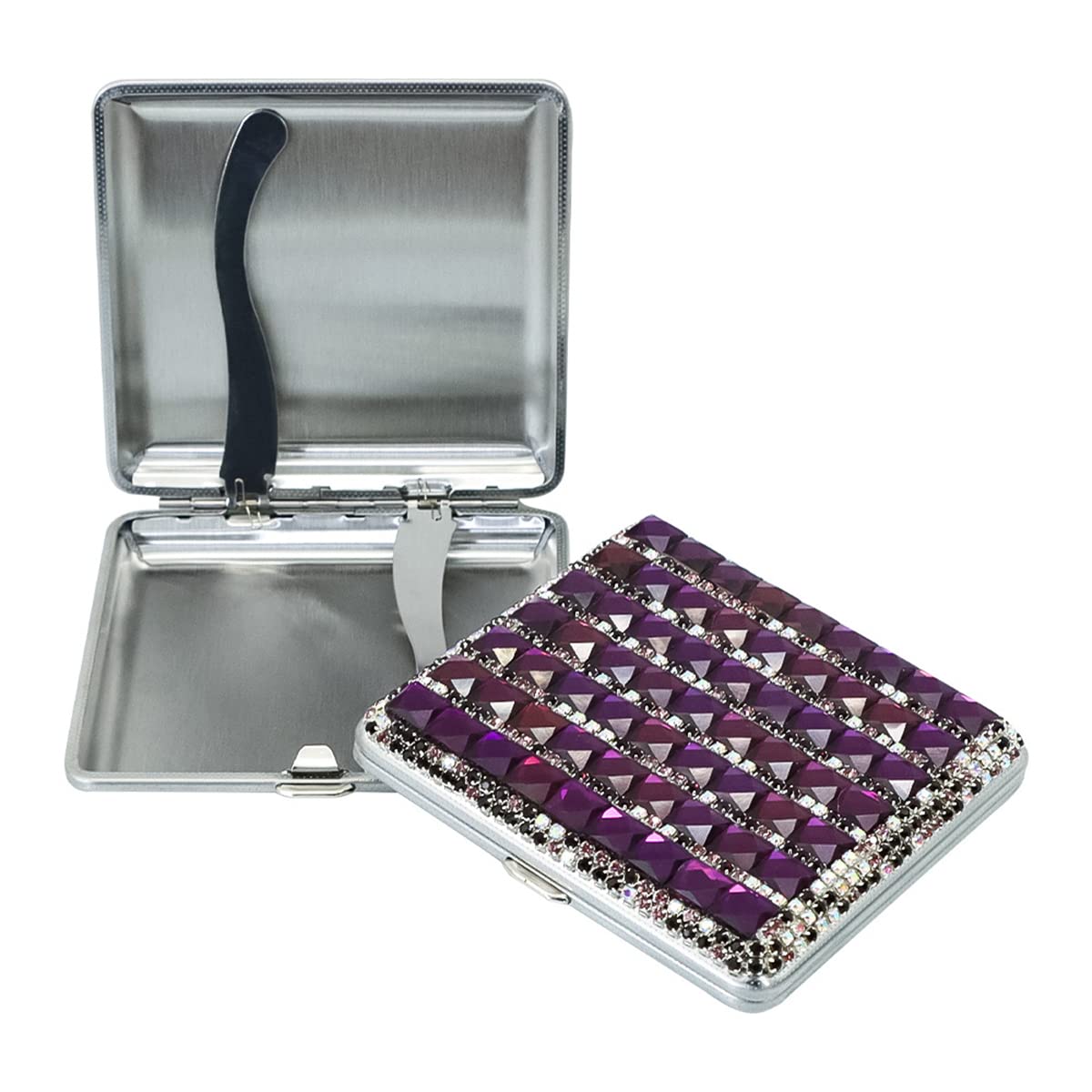 Portasigarette， Elegante portasigarette da Donna， Scatola per Sigarette， 16 portasigarette in Pelle Sintetica Metallizzata， per casa e Viaggio，B