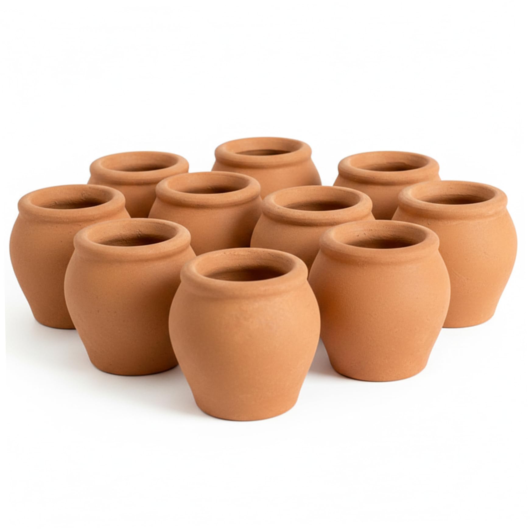 Awnsimfreien 10Pcs Small Terracotta Pots, 10-Pack Handcrafted Mini Terracotta Pots, Small Clay For Succulents & Mini Plants (Hole-Free, Thumb Round Design)