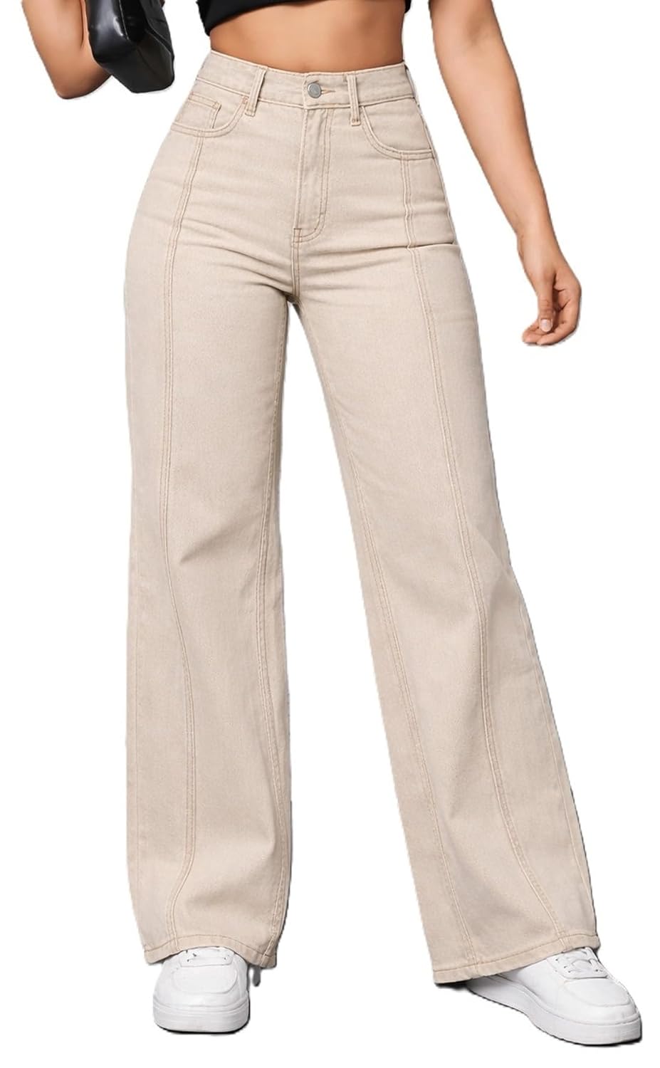 ADBUCKS Women's Straight Fit High Rise Tapered Style High-Rise Jeans