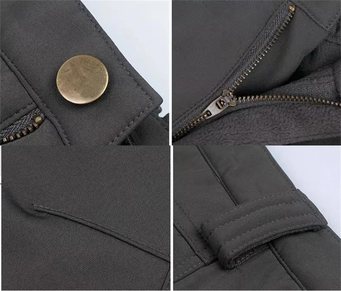 Adhdyuud Wasserdichte Herren-Outdoor-Anzüge, taktische Kapuzenjacke, Fleece, warme Hose, mehrere Taschen, Thermo-Sets