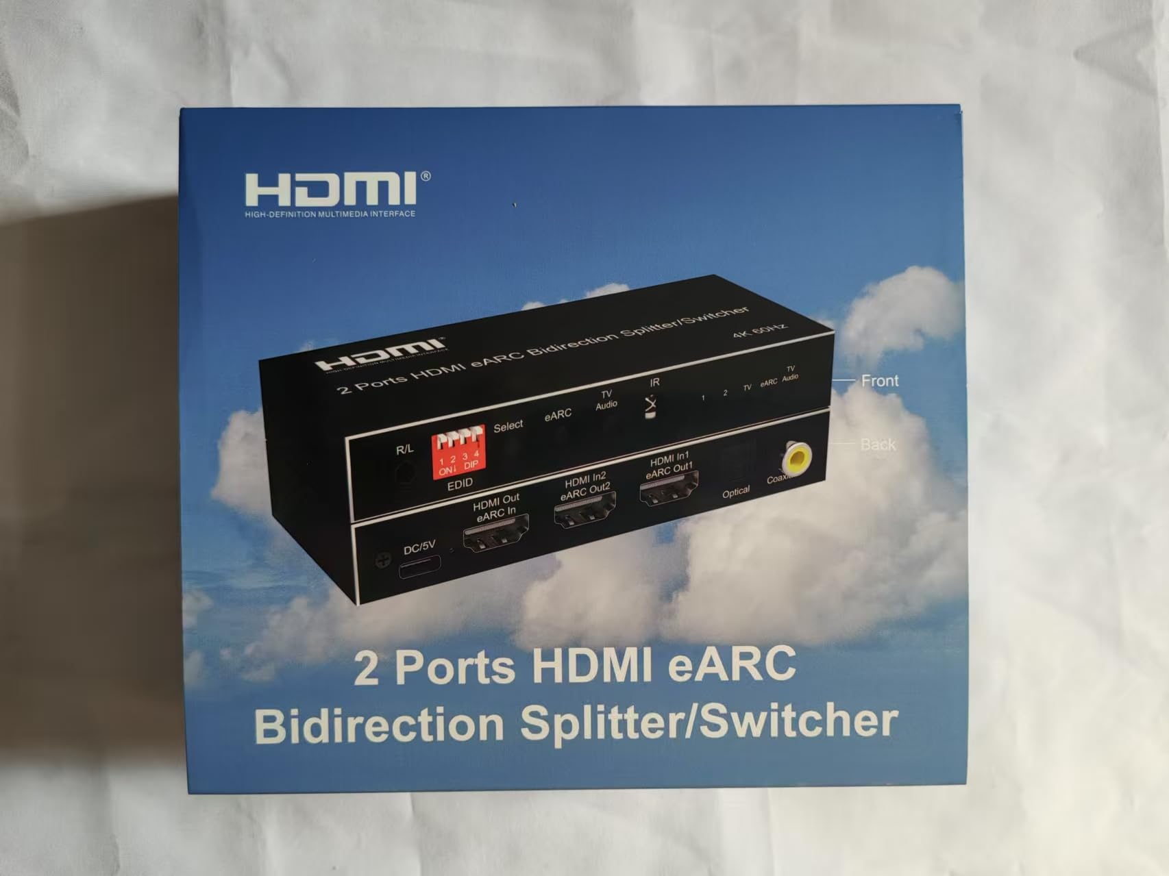 Estrattore audio HDMI eARC, 2/4 porte bidirezionale HDMI eARC Audio estrattore 4K 60Hz HDMI Toslink SPDIF COAXIAL 5.1CH Switch Audio HDMI & convertitore Splitter (2 porte HDMI)