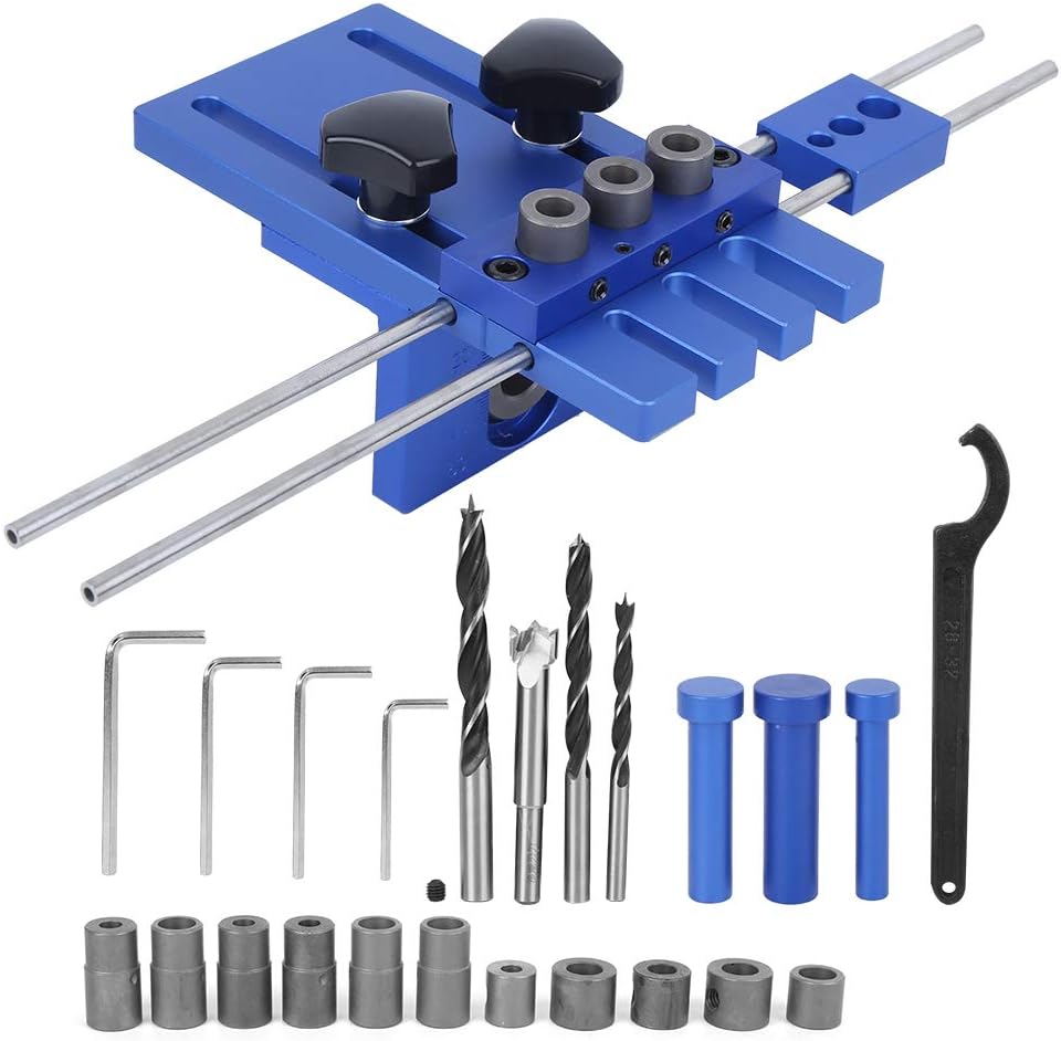 Self Centering Dowel Jig, 3 in 1 Punch Locator Hole Opener Drill Jig For Straight Holes Woodworking Jigs Aluminum Alloy Drilling Positioning Tool for Precise Hole Punching