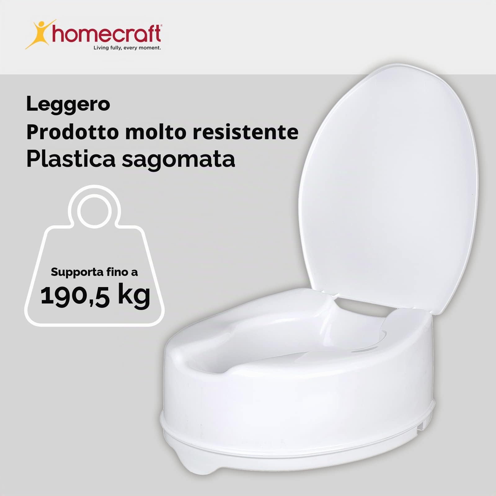 Savanah 24248 Sedile WC rialzato con coperchio, 15 cm