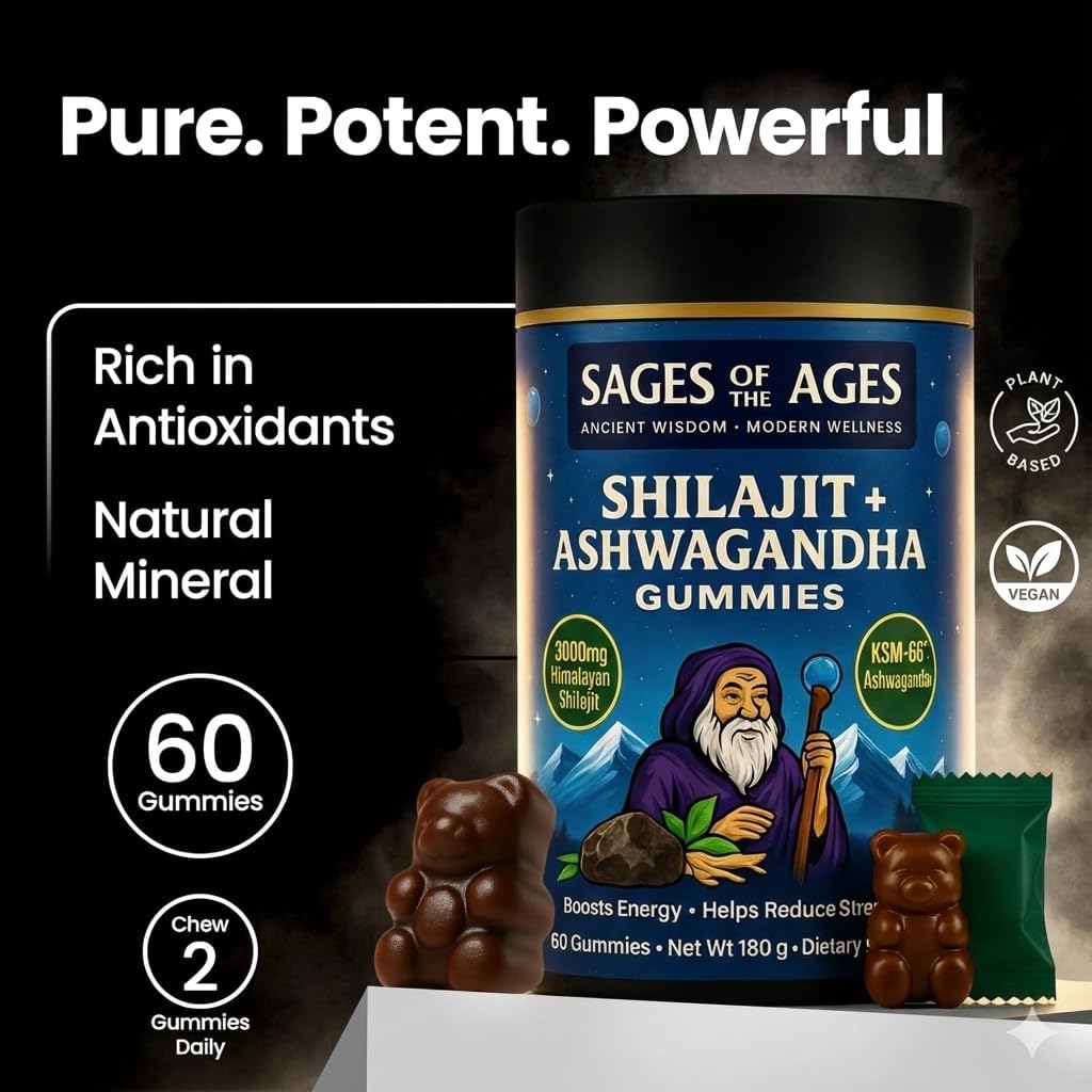 Pure Himalayan Shilajit Gummies – 3000 mg with KSM-66 Ashwagandha, Ginseng & Mucuna Pruriens – 78% Fulvic Acid & 85 Trace Minerals – Energy, Stamina & Wellness Support – 60 Gummies - Image 4