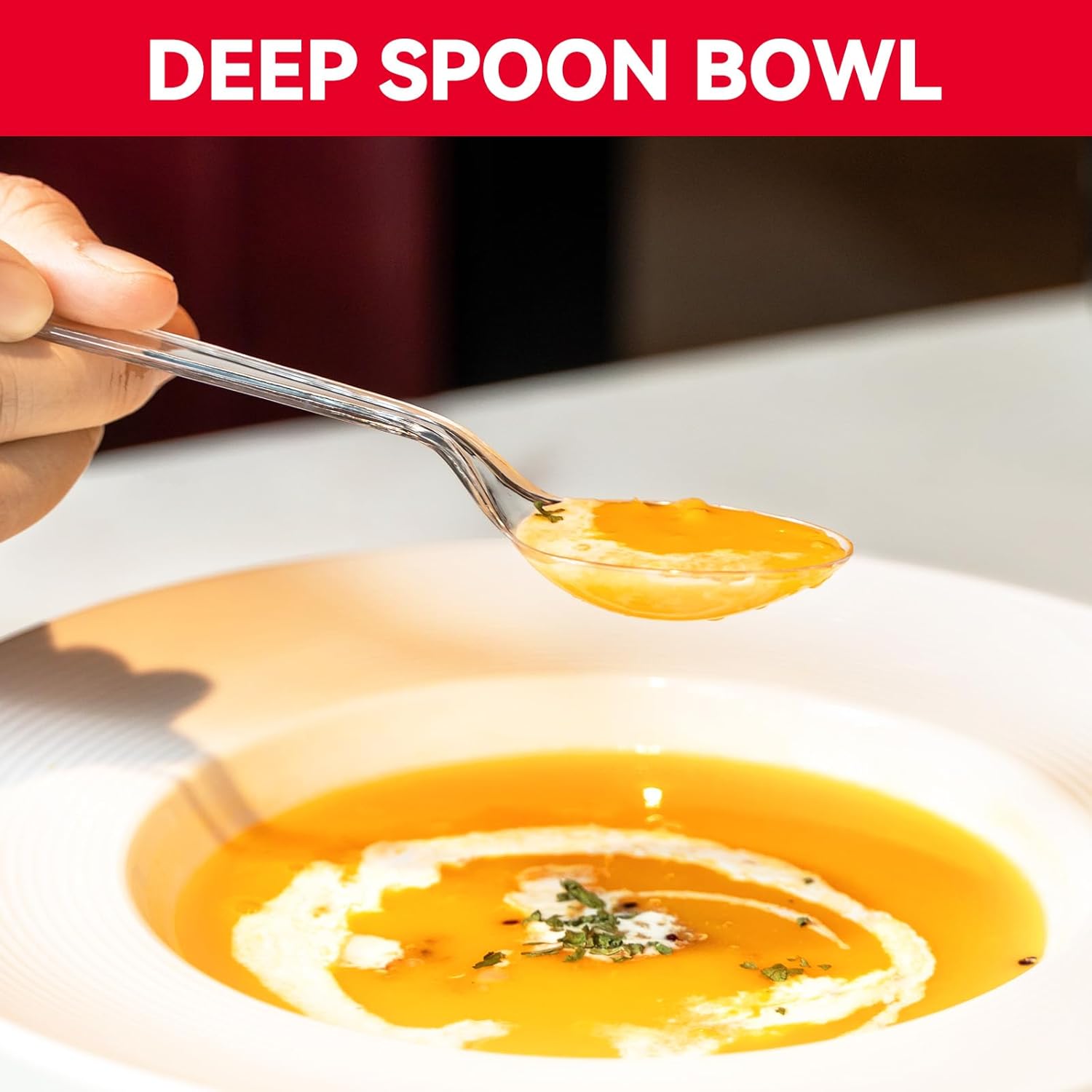 Plastic Soup Spoons, Heavy Duty Disposable Cutlery, Deepened Spoon Bowl