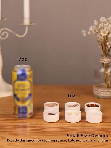 Miniatura 3 de Juego de 6 mini ramequines de porcelana de 1 oz, plato pequeño para soufflé de cerámica, exactamente diseñado para salsa, salsa de tomate, salsa y