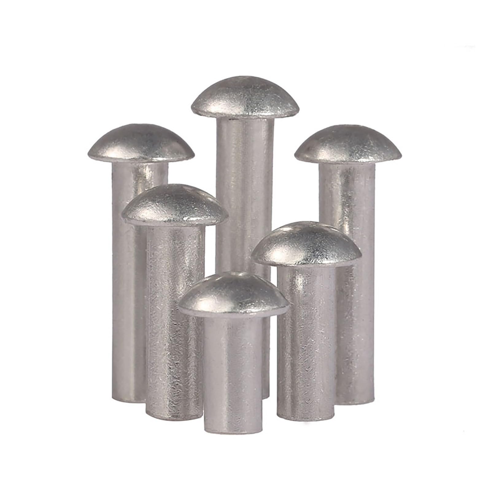 Nity z główką okrągłą, Zestaw nitów aluminiowych z łbem okrągłym, srebrnych, M2-M8(M3x4mm)