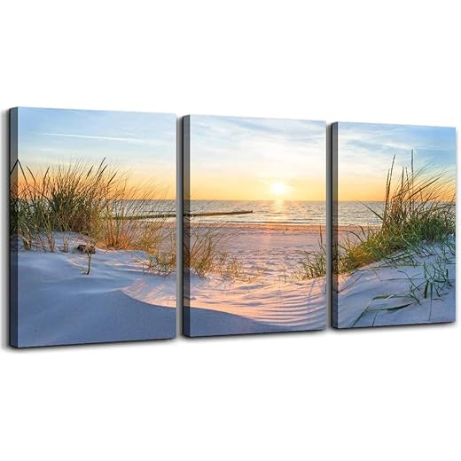 Naturaleza Cuadro Decoración Pared Dormitorios Playa De Arena Azul Amanecer Cuadros Decoracion Salon Modernos Murales Para El Baño Lienzos Decorativos Hogar Habitacion