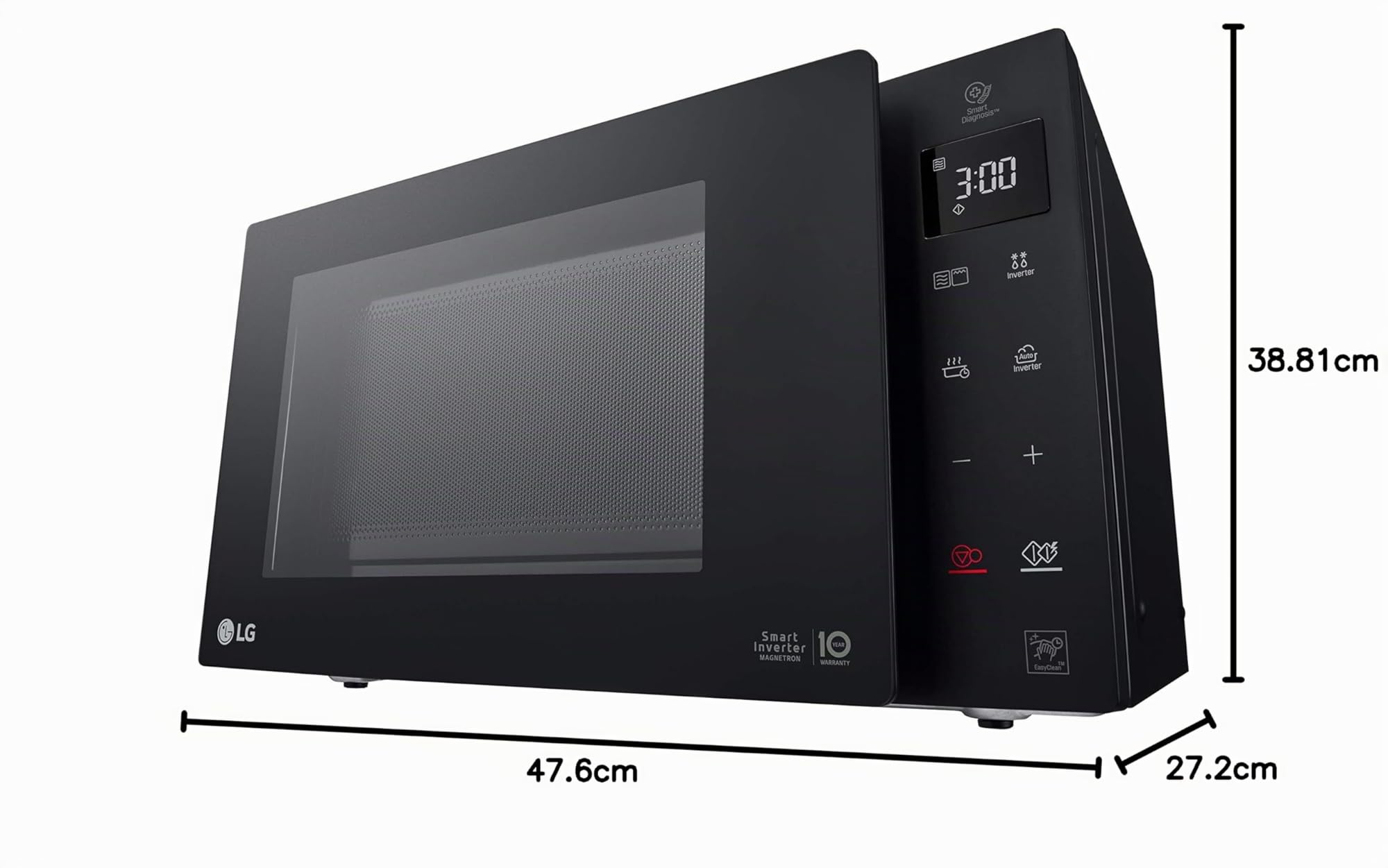 LG MH6336GIB Forno Microonde Smart Inverter con Grill al Quarzo, 23 Litri, 1000 W, Programmi Automatici, 5 Livelli di Potenza Regolabili - Nero Fumè