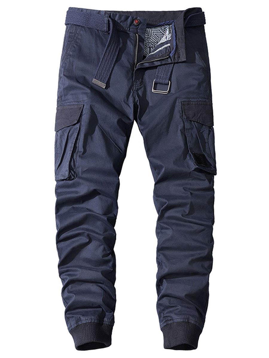 ebossyMen's Multi-Pocket Military Combat Ripstop Jogger Cargo Pants with Rib Cuff