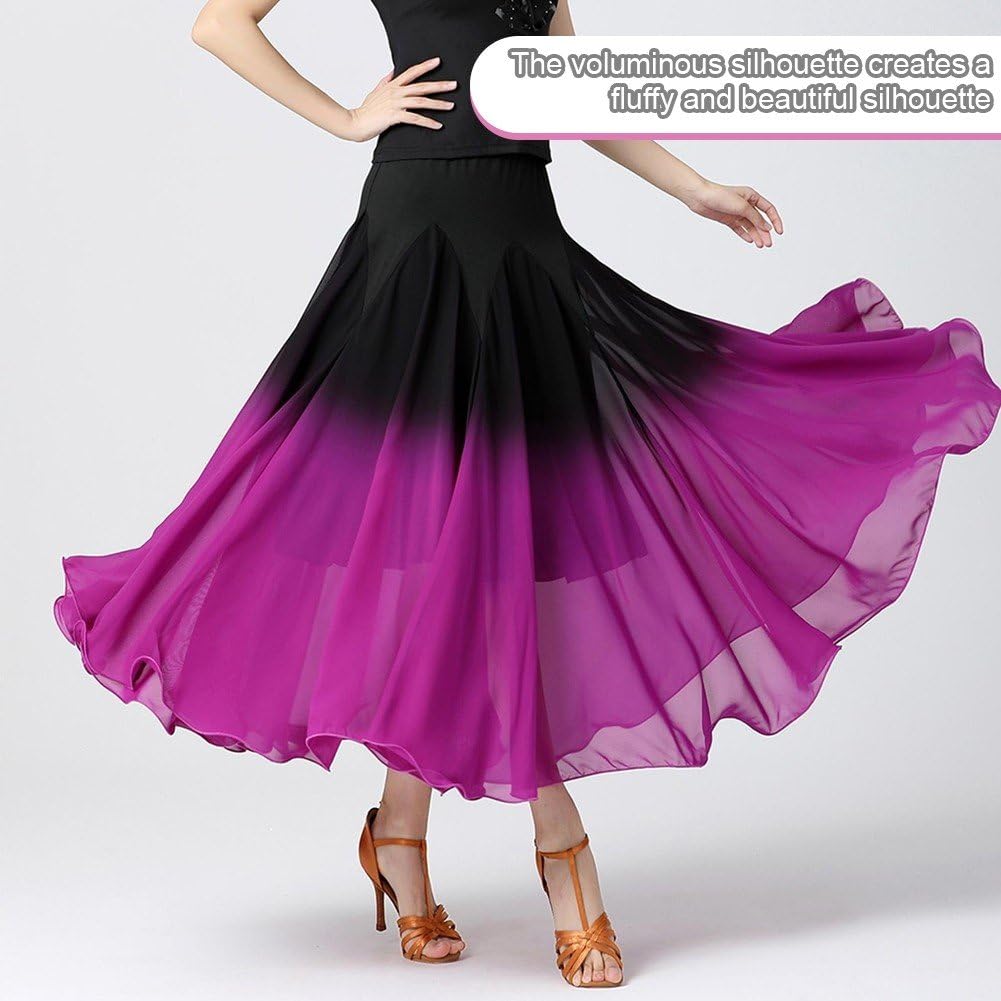 Jupe Longue De Danse De Salon pour Femmes, Jupe De Danse Flamenco, Jupe Pivotante Dégradée, Costumes De Danse du Ventre pour Pratique De Danse Moderne
